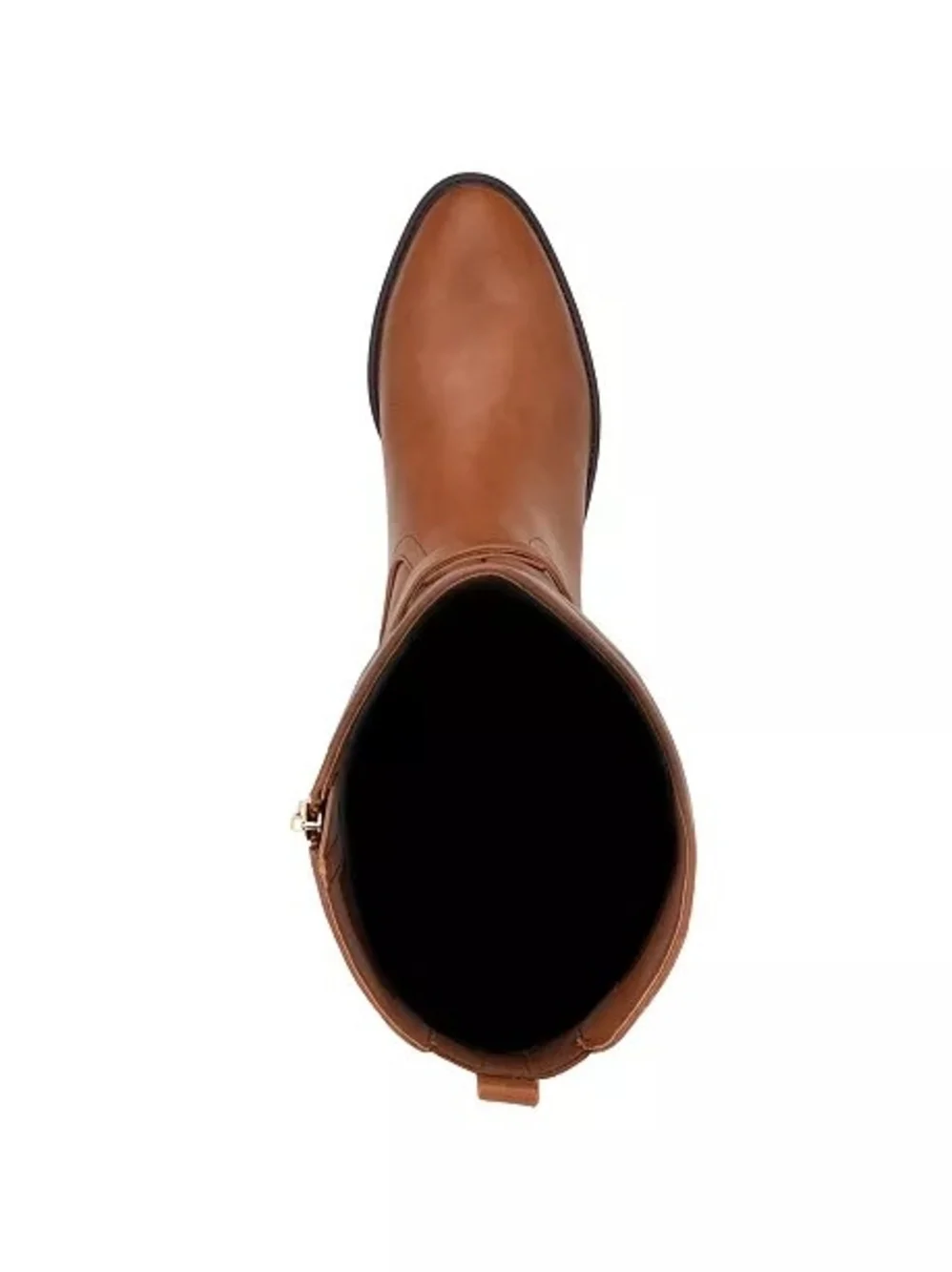 Calvin Klein Cognac -Knee -Leather Boots with Gold CK Accent